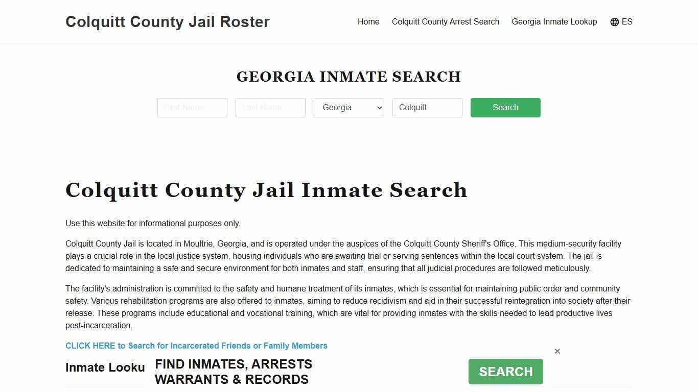 Colquitt County Jail Roster Lookup, GA, Inmate Search