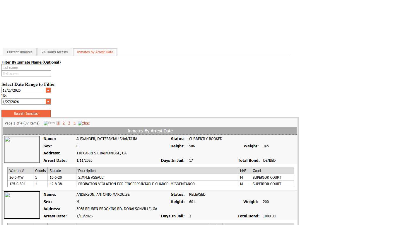 Inmates by Arrest Date